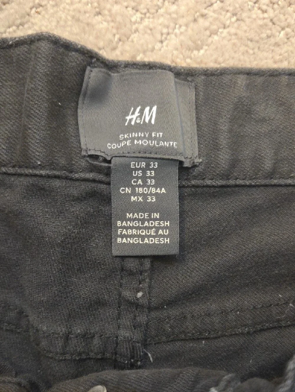 H&M Men's Slim Fit Black Jeans
